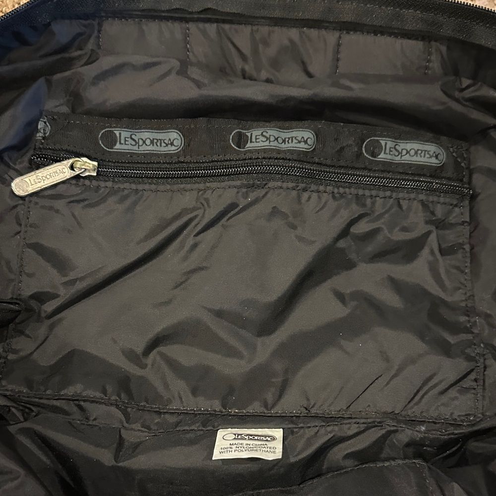 LeSportsac Black Shiny Double Strap Overnight Bag - Picture 5 of 6